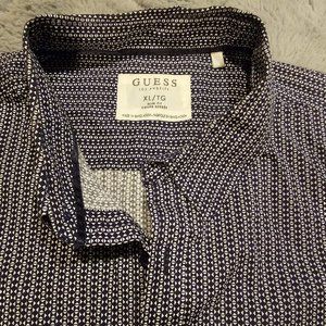Guess Button Down Shirt Men XLarge Long Sleeve Collared Casual Cotton Blend